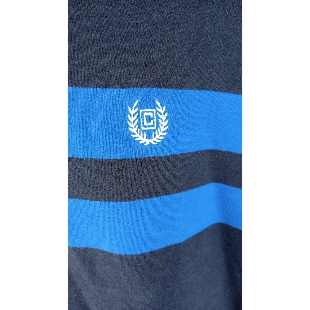 Chaps Men's XL Navy Blue Stripe Long Sleeve Shawl Collar Cotton Pullover Shirt